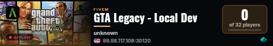 GTA Legacy - Local Dev live status badge