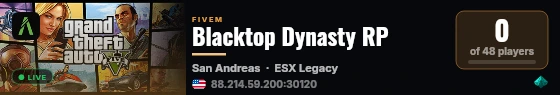 Blacktop Dynasty RP live status badge