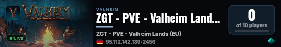 ZGT - PVE - Valheim Lands (EU) live status badge