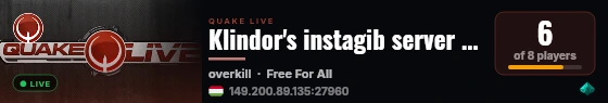 Klindor's instagib server for practice live status badge