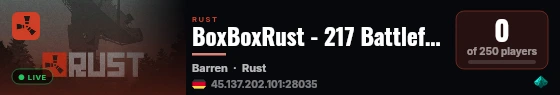 BoxBoxRust - 217 Battlefield live status badge