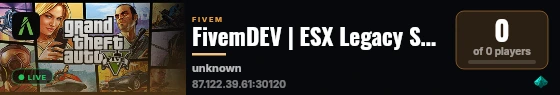 FivemDEV | ESX Legacy Server live status badge