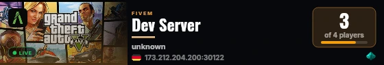 Dev Server live status badge