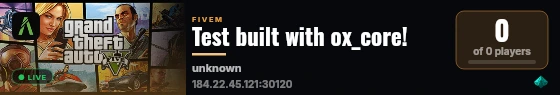 Test built with ox_core! live status badge