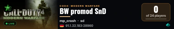 BW promod SnD live status badge