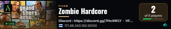 Zombie Hardcore live status badge
