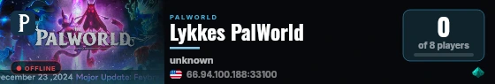 Lykkes PalWorld live status badge