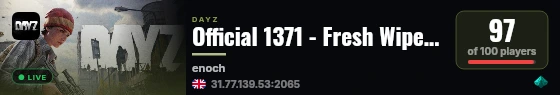 Official 1371 - Fresh Wipe : Active Admins - More Loot live status badge
