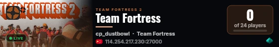 Team Fortress live status badge