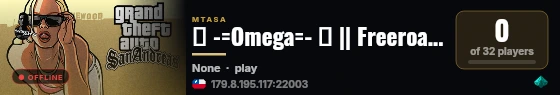 Ω -=Omega=- Ω || Freeroam Server live status badge