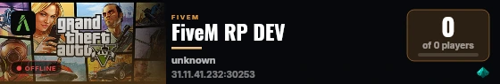 FiveM RP DEV live status badge