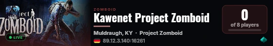 Kawenet Project Zomboid live status badge