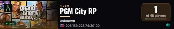 PGM City RP live status badge