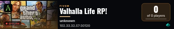 Valhalla Life RP! live status badge