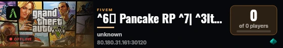 ^6🥞 Pancake RP ^7| ^3Italia RP ^7| ^1ESX Legacy ^7| ^5Custom Server live status badge