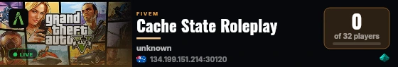 Cache State Roleplay live status badge