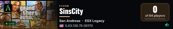 SinsCity live status badge