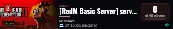 server built with RedM Basic Server! live status badge