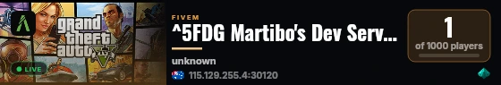^5FDG Martibo's Dev Server live status badge