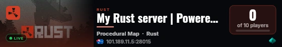 My Rust server | Powered by AMP live status badge