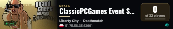 ClassicPCGames Event Server live status badge