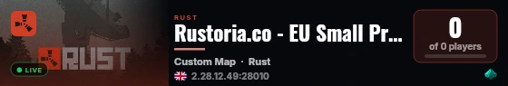Rustoria.co - EU Small Preview Server (Map #1) live status badge