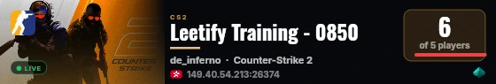 Leetify Training - 0850 live status badge