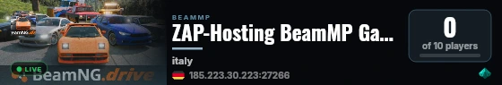 ZAP-Hosting BeamMP Gameserver live status badge