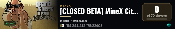 [CLOSED BETA] MineX City Roleplay | ماين إكس الحياة الواقعية | MCRP - CFW live status badge