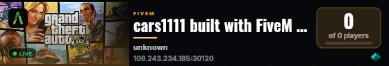 cars1111 built with FiveM Basic Server! live status badge