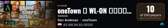 oneTown ✦ WL-ON 🡸▬▬▬▬▬▬▬▬▬▬▬▬▬▬▬ live status badge