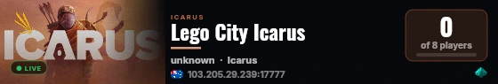 Lego City Icarus live status badge