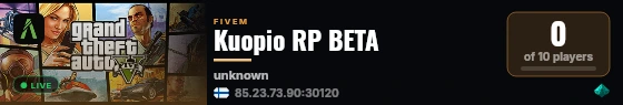 Kuopio RP BETA live status badge