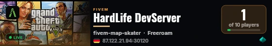 HardLife DevServer live status badge