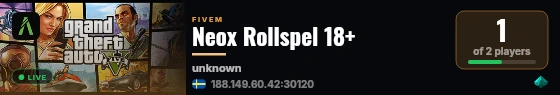 Neox Rollspel 18+ live status badge