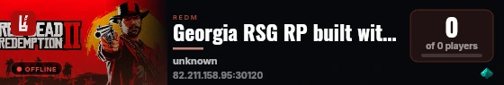 Georgia RSG RP built with Rexshack RedM Build by Rexshack Gaming! live status badge