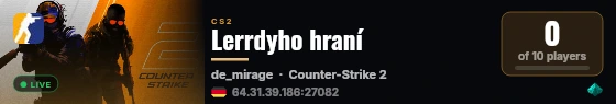 Lerrdyho hraní live status badge