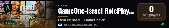 GameOne-Israel RolePlay - Serious RP live status badge