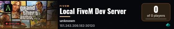Local FiveM Dev Server live status badge