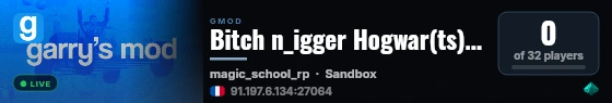 Bitch n_igger Hogwar(ts) server live status badge