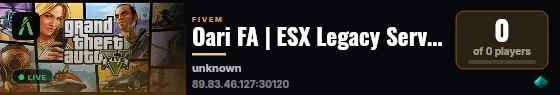 Oari FA | ESX Legacy Server live status badge