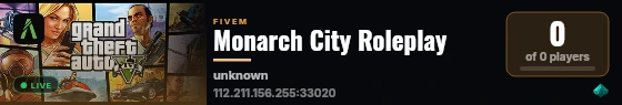 Monarch City Roleplay live status badge