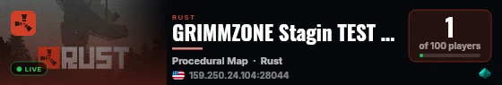 GRIMMZONE Stagin TEST SVR1 Procedural Main live status badge