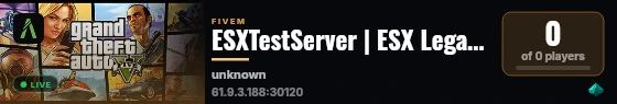 ESXTestServer | ESX Legacy Server live status badge