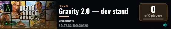 Gravity 2.0 — dev stand live status badge