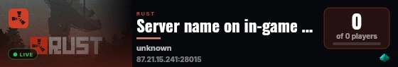 Server name on in-game server list live status badge