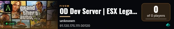OD Dev Server | ESX Legacy Server live status badge