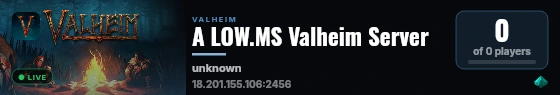 A LOW.MS Valheim Server live status badge