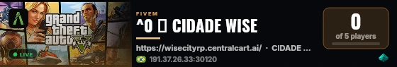 ^0 🔨 CIDADE WISE live status badge