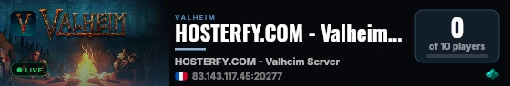 HOSTERFY.COM - Valheim Server live status badge